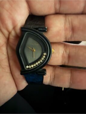 Esta Rossa Women's Black Teardrop Watch with Crystal Accents